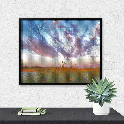 Design Diamond Painting 20"×16"(Horizontal) Sunflowers Sunset at Shadehill Lake II