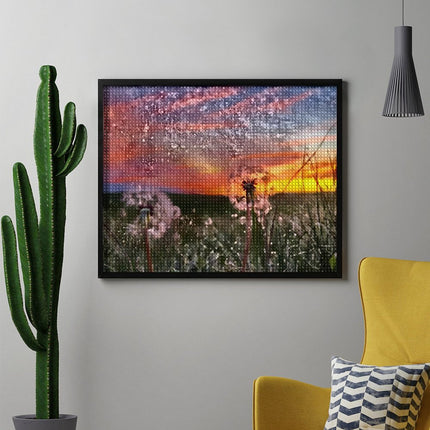 Design Diamond Painting 20"×16"(Horizontal) Dandelions at Sunset South Dakota