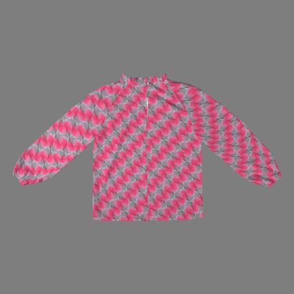Long Slit Sleeve Blouse Bright Pink Butterfly Balm