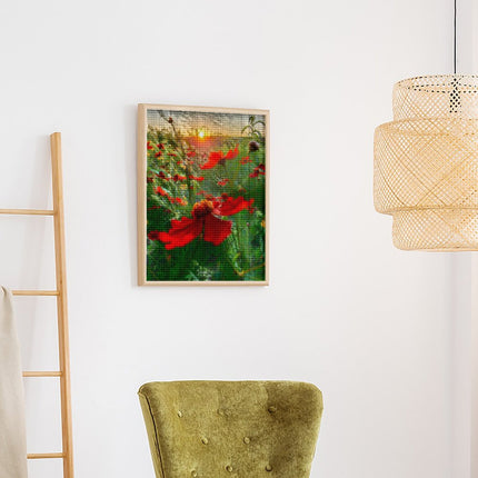 Design Diamond Painting 16"×20"(Vertical) Red Wildflowers Grand River