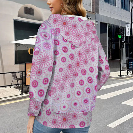 V Neck Pocket Hoodie Peonies