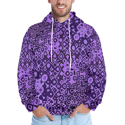 Men's Hoodie Black and Purple Abstract