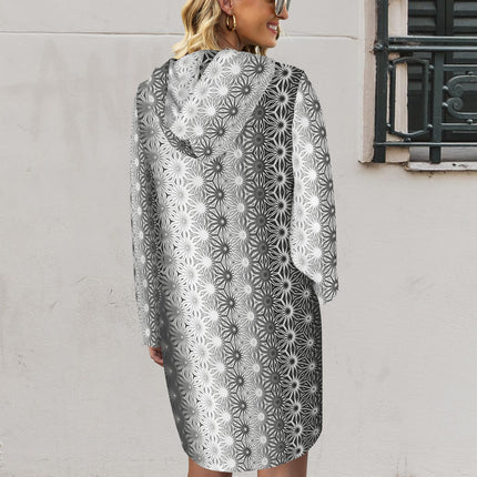 Hoodie Dress Black and White Graphic