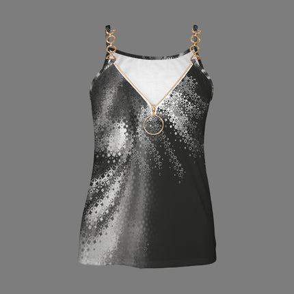 V Neck Chain Cami Black Angus