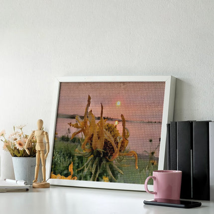 Design Diamond Painting 20"×16"(Horizontal) Sunflower Sunrise Owen Lake