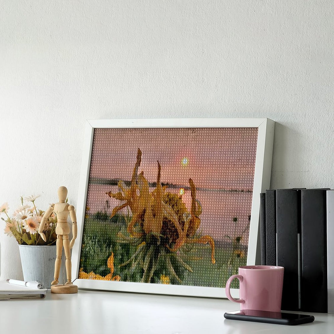 Design Diamond Painting 20"×16"(Horizontal) Sunflower Sunrise Owen Lake