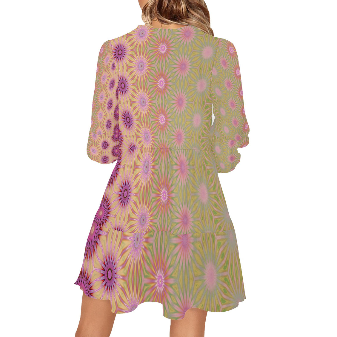 V Neck Flowy Dress Purple Coneflowers