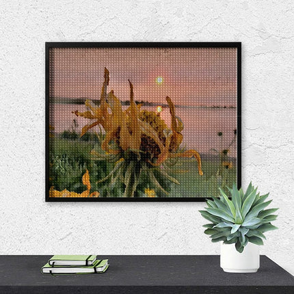 Design Diamond Painting 20"×16"(Horizontal) Sunflower Sunrise Owen Lake