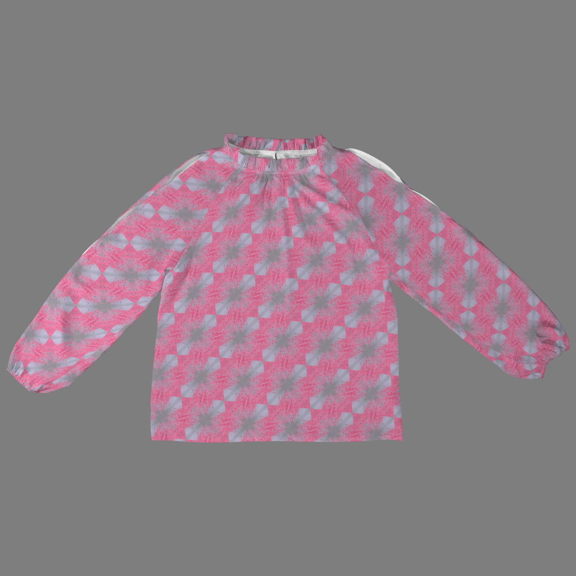 Long Slit Sleeve Blouse Pink Butterfly Balm