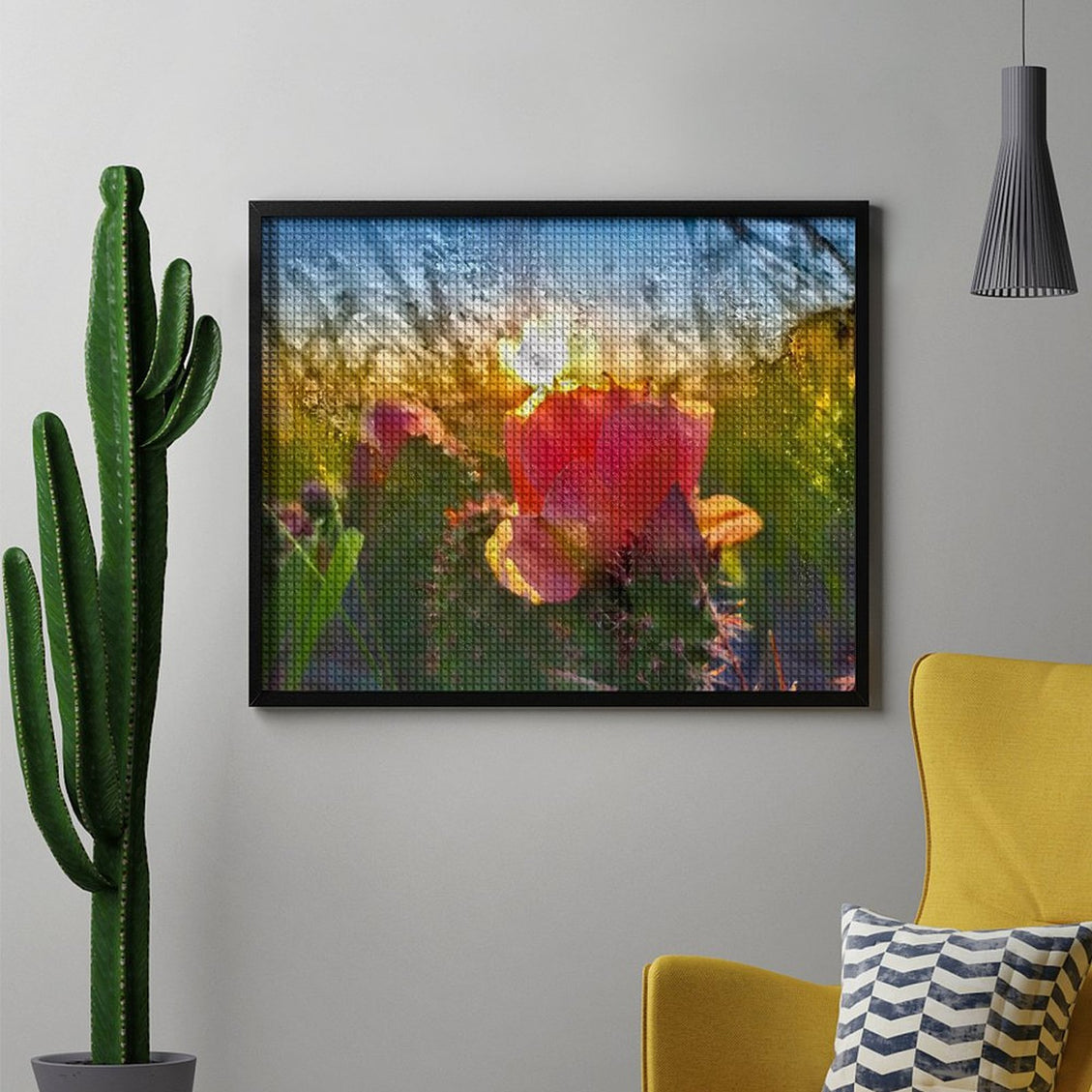 Design Diamond Painting 20"×16"(Horizontal) Blooming Cacti Hugh Glass Park