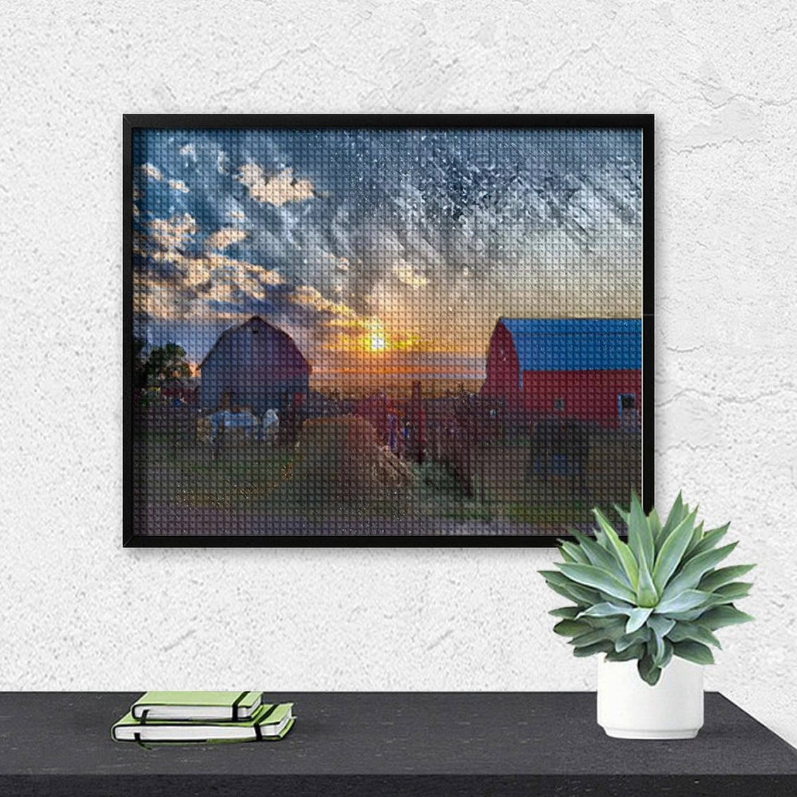 Design Diamond Painting 20"×16"(Horizontal) Sunset on a Farm II