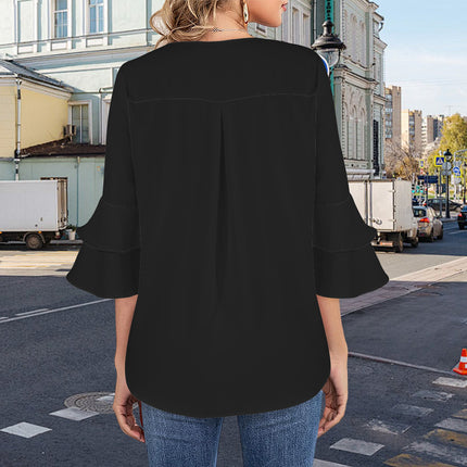 Layered Flare Sleeve Black