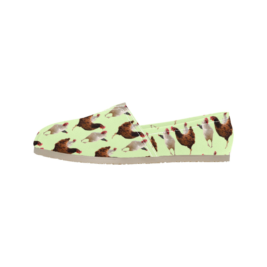 Espadrilles Canvas Flock of Chickens Celadon Women's Canvas Slip-On Shoes(Model1206)