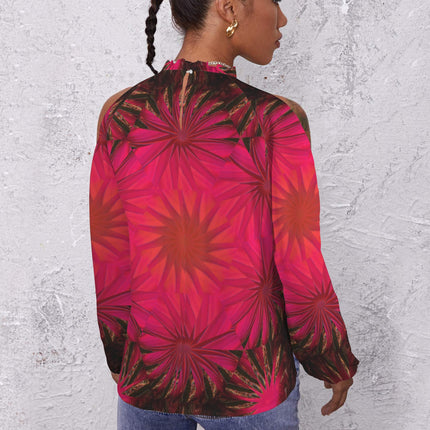 Long Slit Sleeve Blouse Fuchsia Medallion