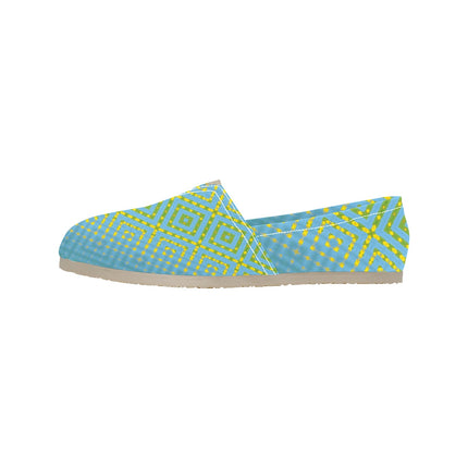Espadrilles Canvas Gold Sunflower Blue Green Plaid Women's Canvas Slip-On Shoes(Model1206)
