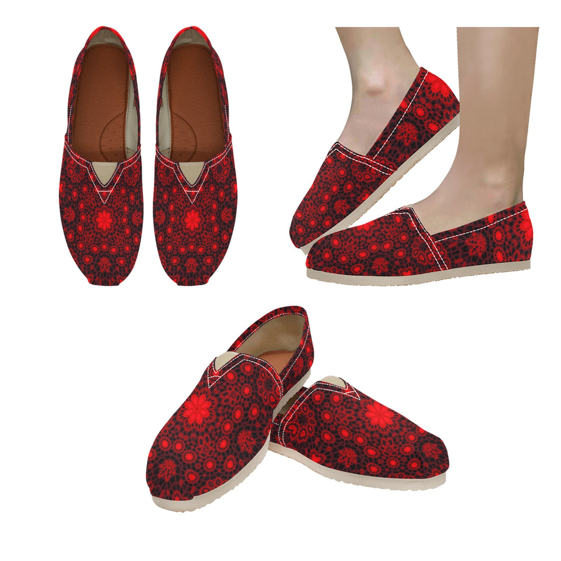 Espadrilles Canvas Red and Black Mandela