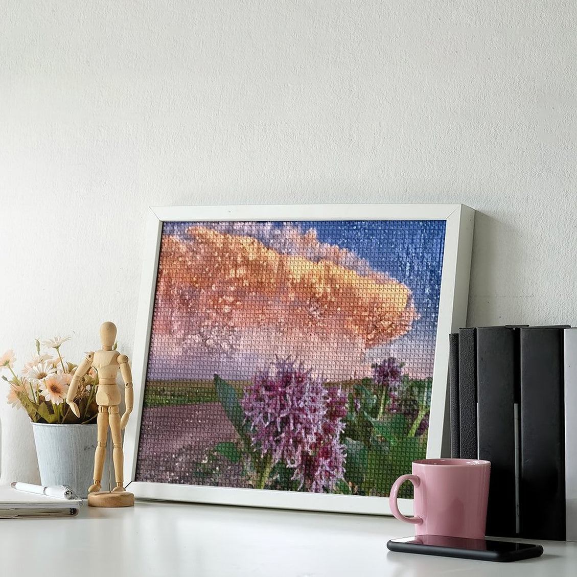 Design Diamond Painting 20"×16"(Horizontal) Thunderstorm on a Gravel Road