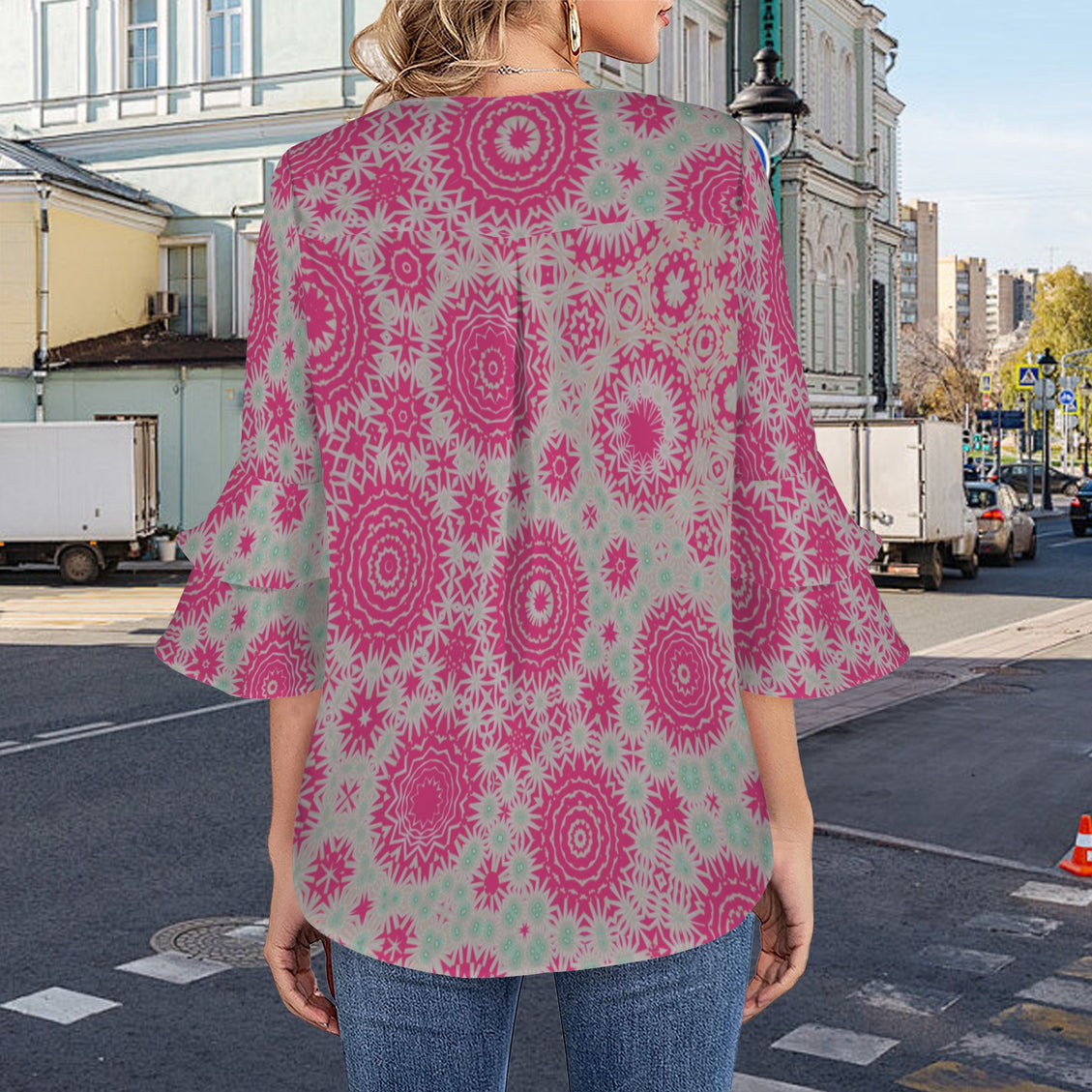 Layered Flare Sleeve Petunias