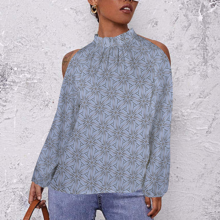 Long Slit Sleeve Blouse Blue Koi Fish