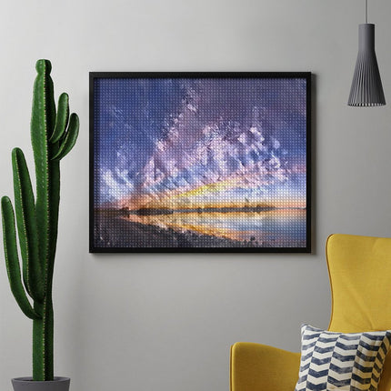Design Diamond Painting 20"×16"(Horizontal) Sunset on the Lake