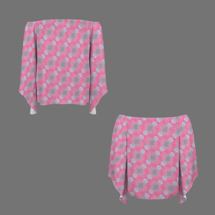 Trumpet Sleeve Blouse Butterfly Balm Soft Pink