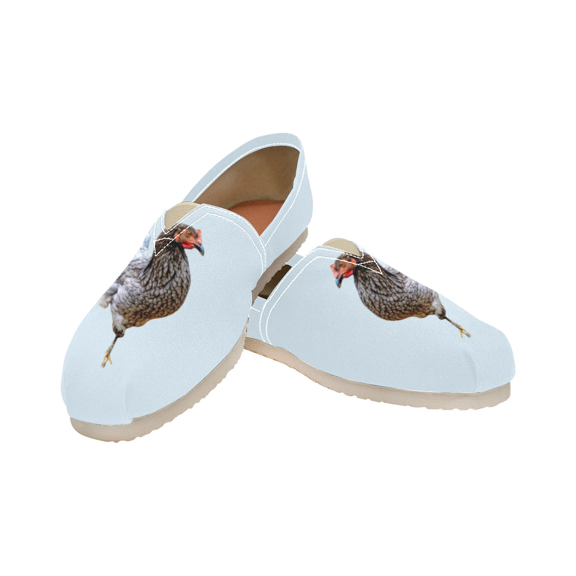 Espadrilles Canvas Chickens Light Blue Women's Canvas Slip-On Shoes(Model1206)