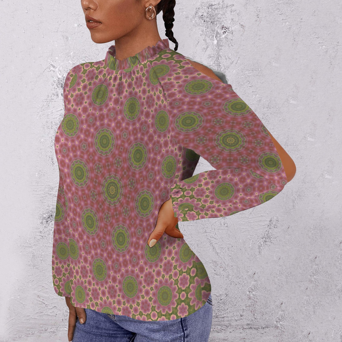 Long Slit Sleeve Blouse Cactus in Bloom