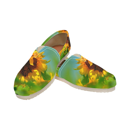 Espadrilles Canvas Golden Sunflowers Blue Green Women's Canvas Slip-On Shoes(Model1206)