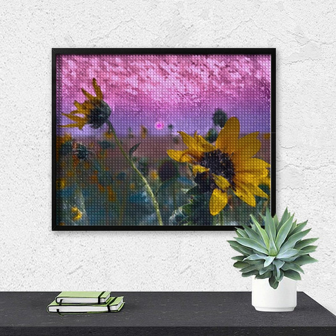 Design Diamond Painting 20"×16"(Horizontal) Sunflower Smokey Sunset II