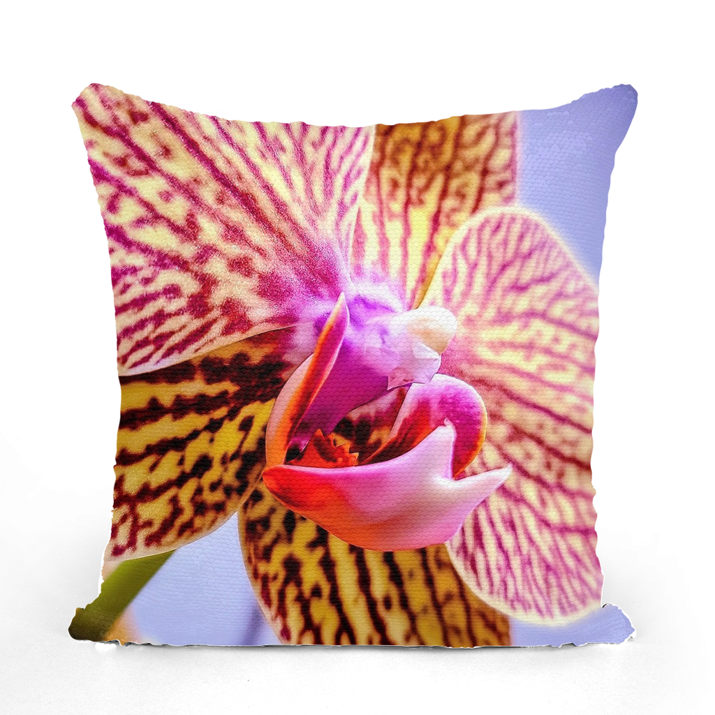 Orchids Sequin Cushion Cover