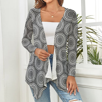 Knitted Cardigan Gray and White Circles