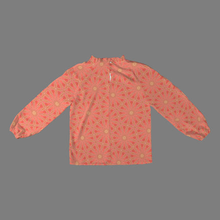 Long Slit Sleeve Blouse Orange Flower