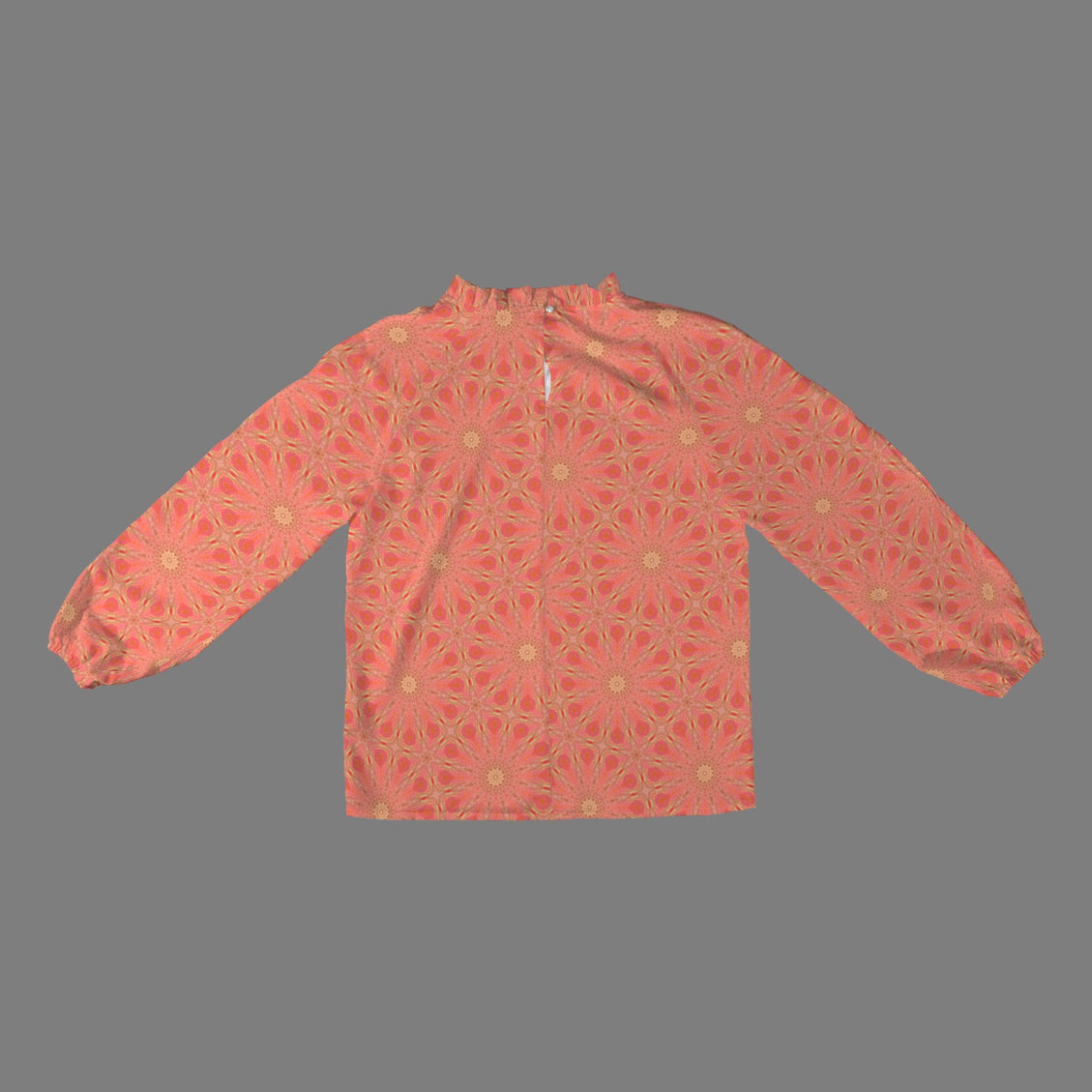 Long Slit Sleeve Blouse Orange Flower