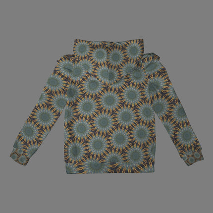 Puff Sleeve Hoodie Sunflowers Green