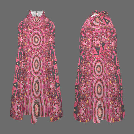 Halter Dress Pink Geometric