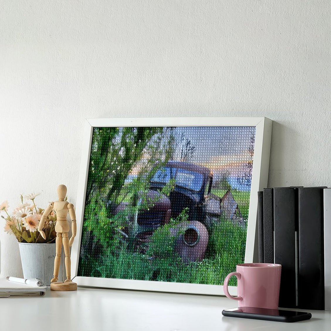 Design Diamond Painting 20"×16"(Horizontal) Old Truck in the Weeds