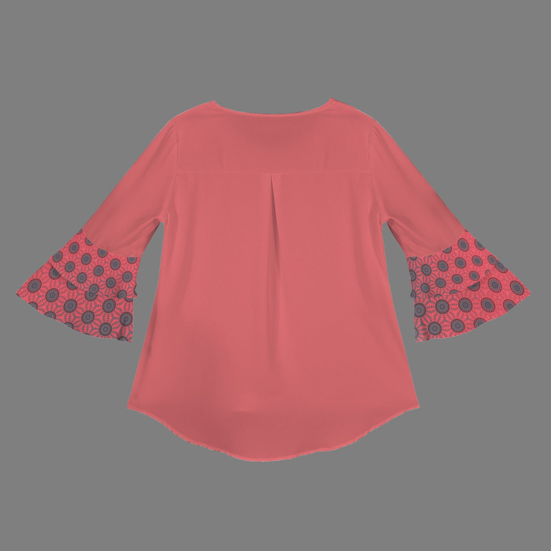 Layered Flare Sleeve Blouse Sunset Red