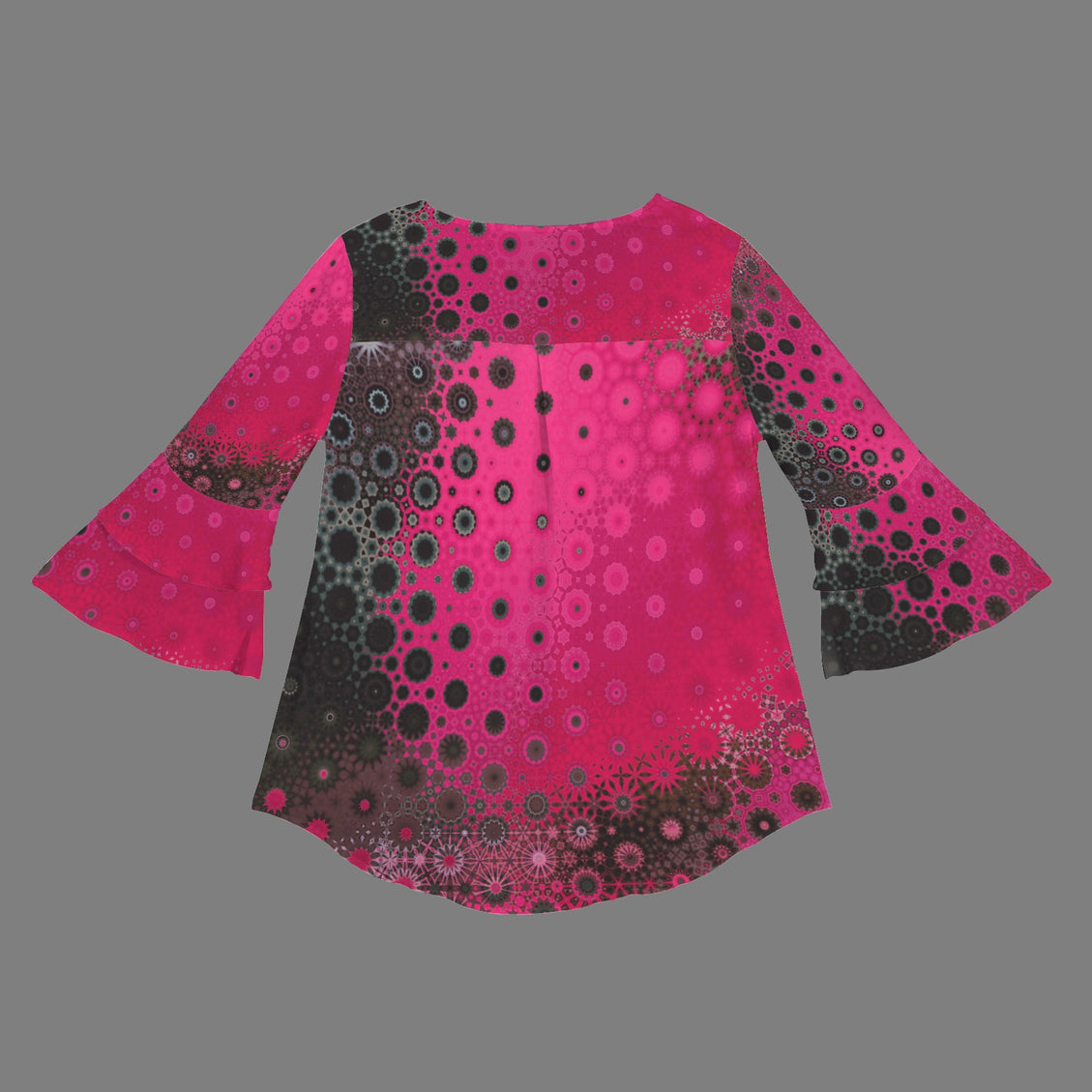Layered Flare Sleeve Fuchsia Black Ombre
