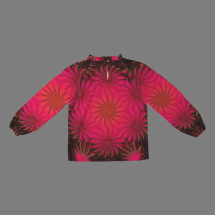 Long Slit Sleeve Blouse Fuchsia Medallion