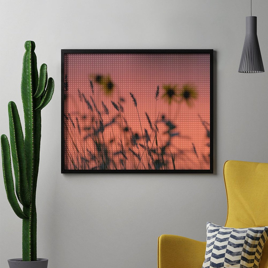 Design Diamond Painting 20"×16"(Horizontal) Wildflowers Along the River Bank