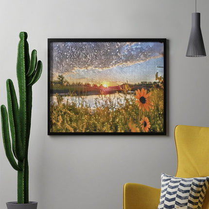 Design Diamond Painting 20"×16"(Horizontal) Sunflowers on the South Grand River
