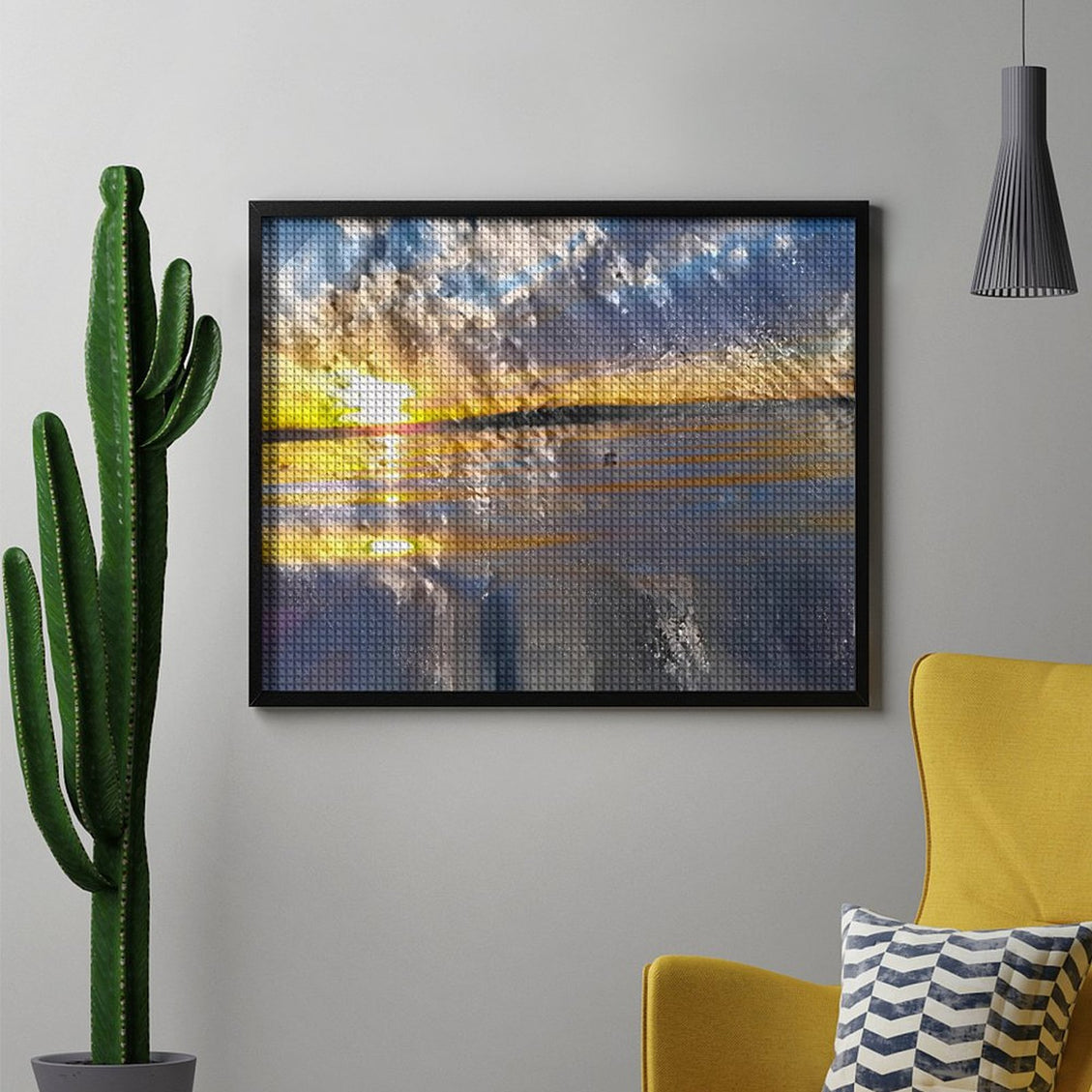 Design Diamond Painting 20"×16"(Horizontal) Sunset on the Lake South Dakota