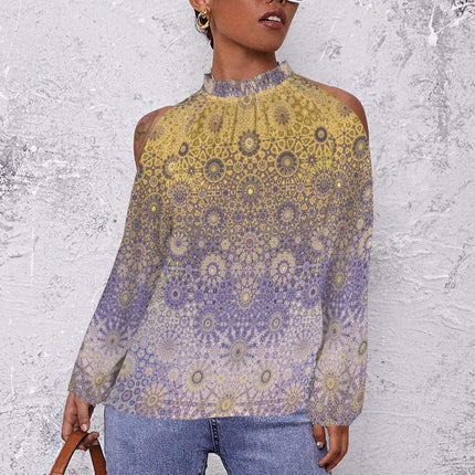 Long Slit Sleeve Blouse Gold and Lavendar Ombre