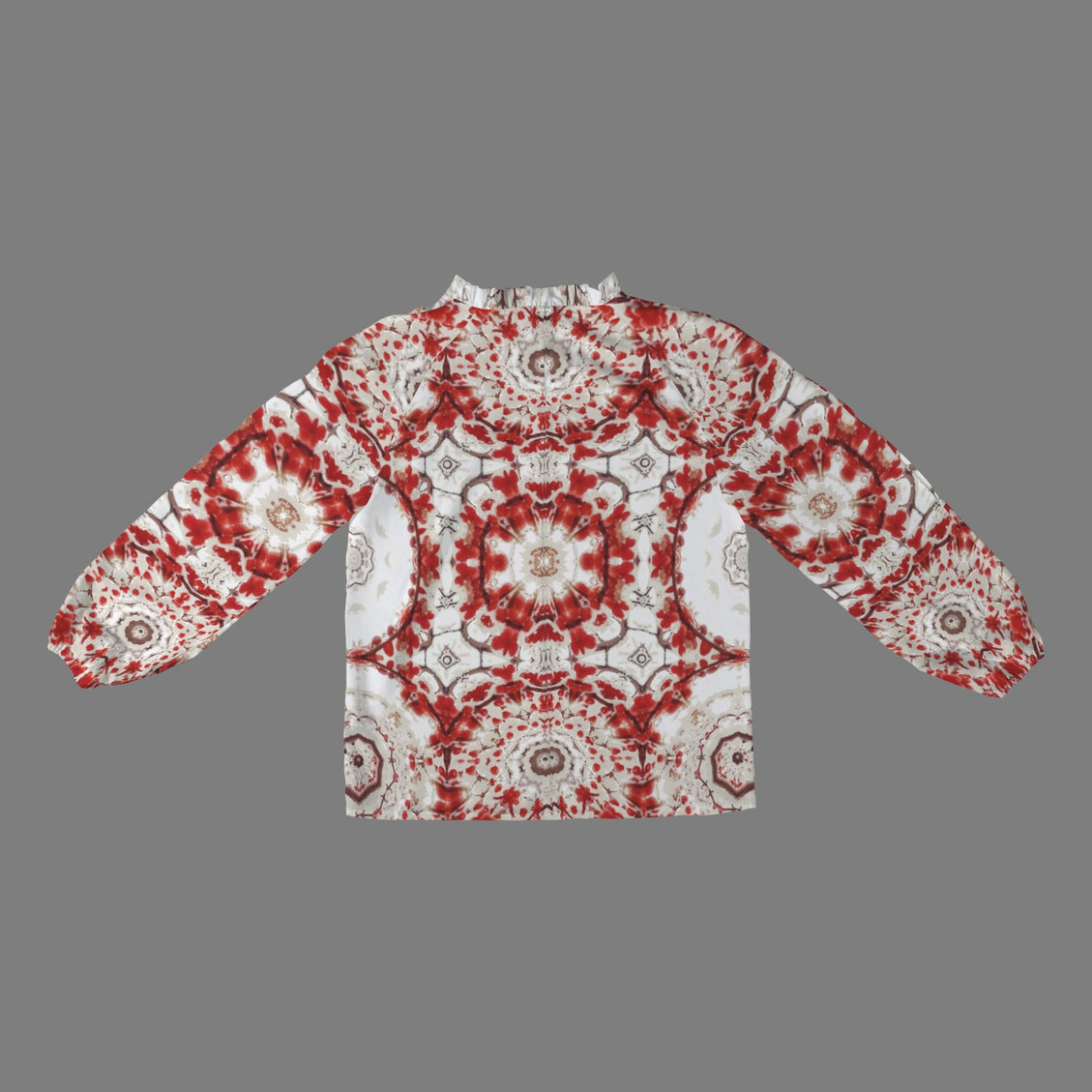 Long Slit Sleeve Blouse Red White Buffalo Berries
