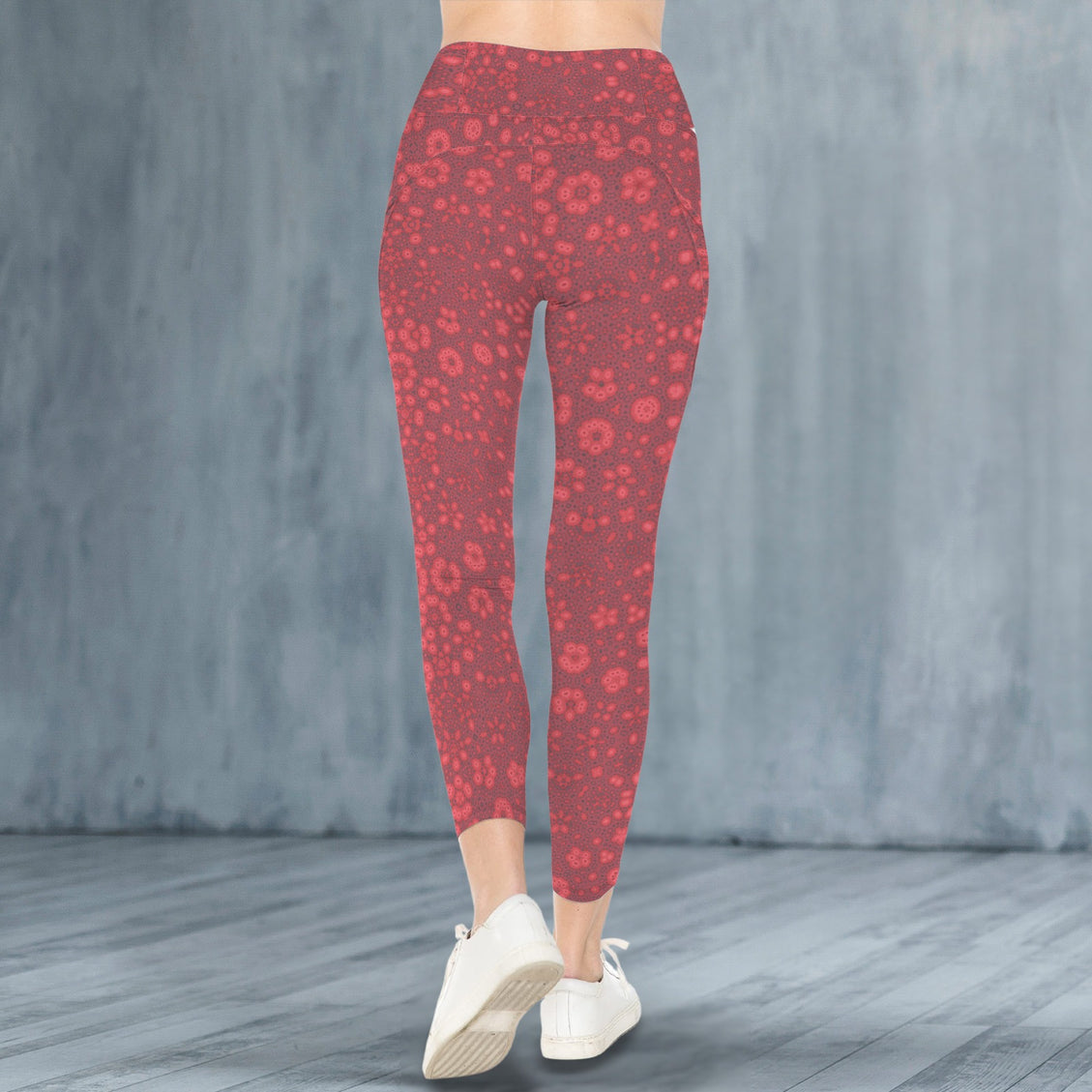 High Waist Pockets Yoga Leggings Red Milkweed