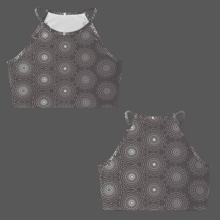 Cropped Tank Charcoal Circles