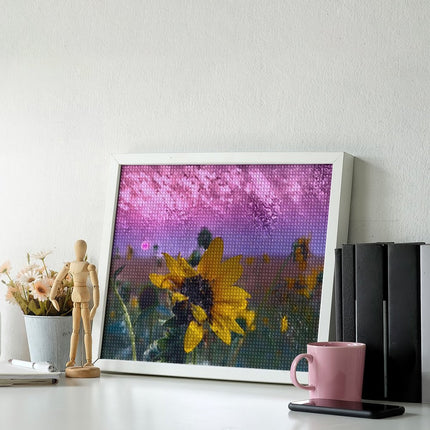 Design Diamond Painting 20"×16"(Horizontal) Sunflower Smokey Sunset