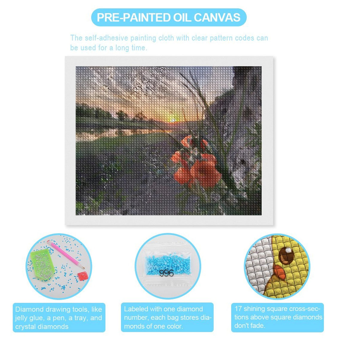 Design Diamond Painting 20"×16"(Horizontal) Globe Mallow on the South Grand River