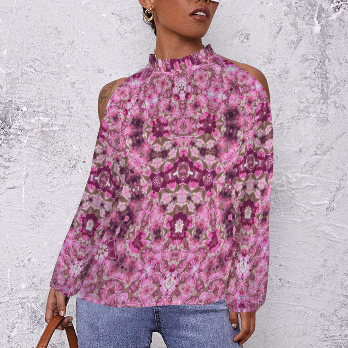 Long Slit Sleeve Blouse Pink Milkweed