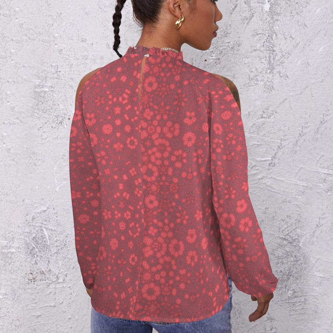 Long Slit Sleeve Blouse Red MIlkweed